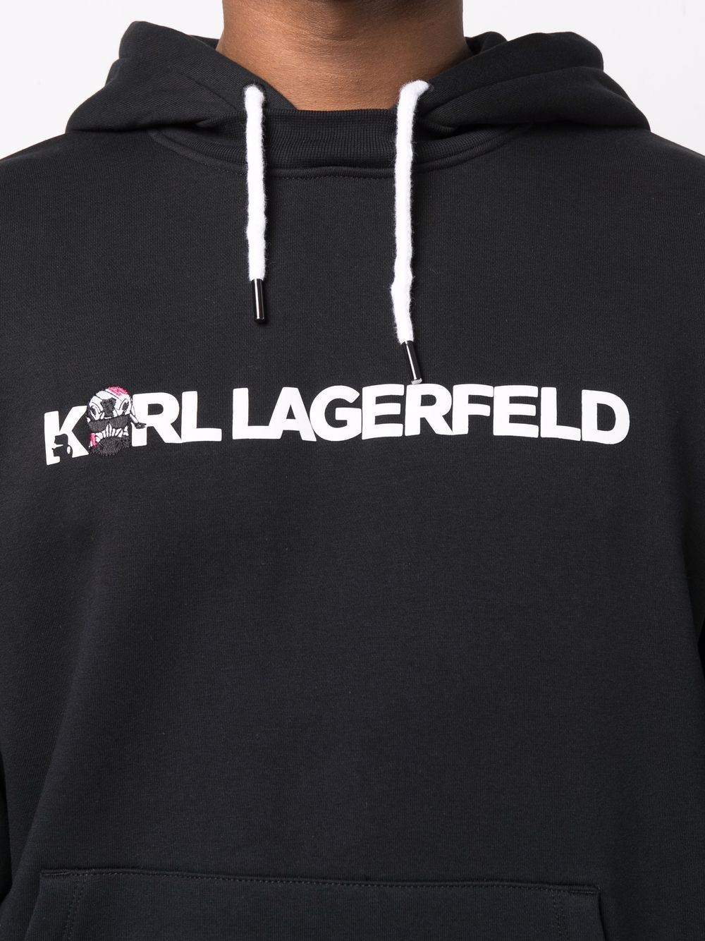 KARL LAGERFELD LOGO-PRINT PULLOVER HOODIE