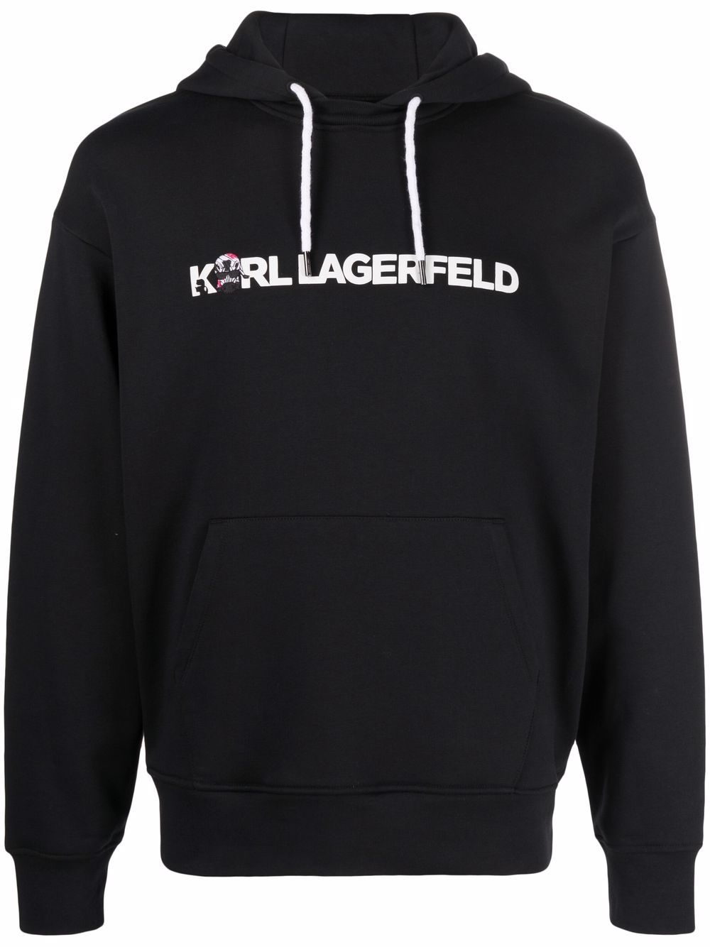 KARL LAGERFELD LOGO-PRINT PULLOVER HOODIE