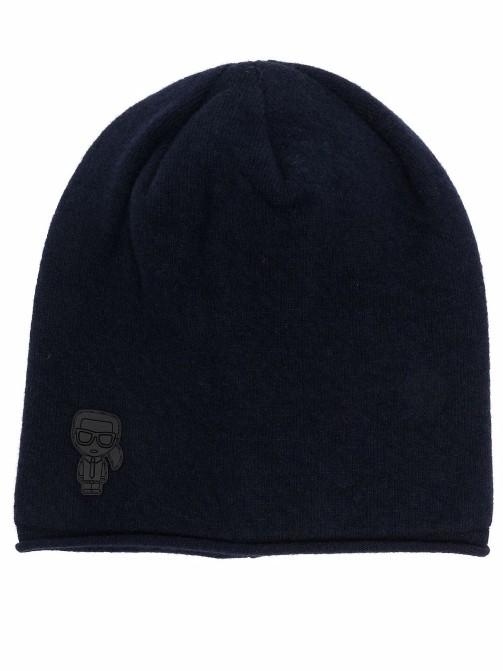 KARL LAGERFELD LOGO-PATCH WOOL BLEND BEANIE