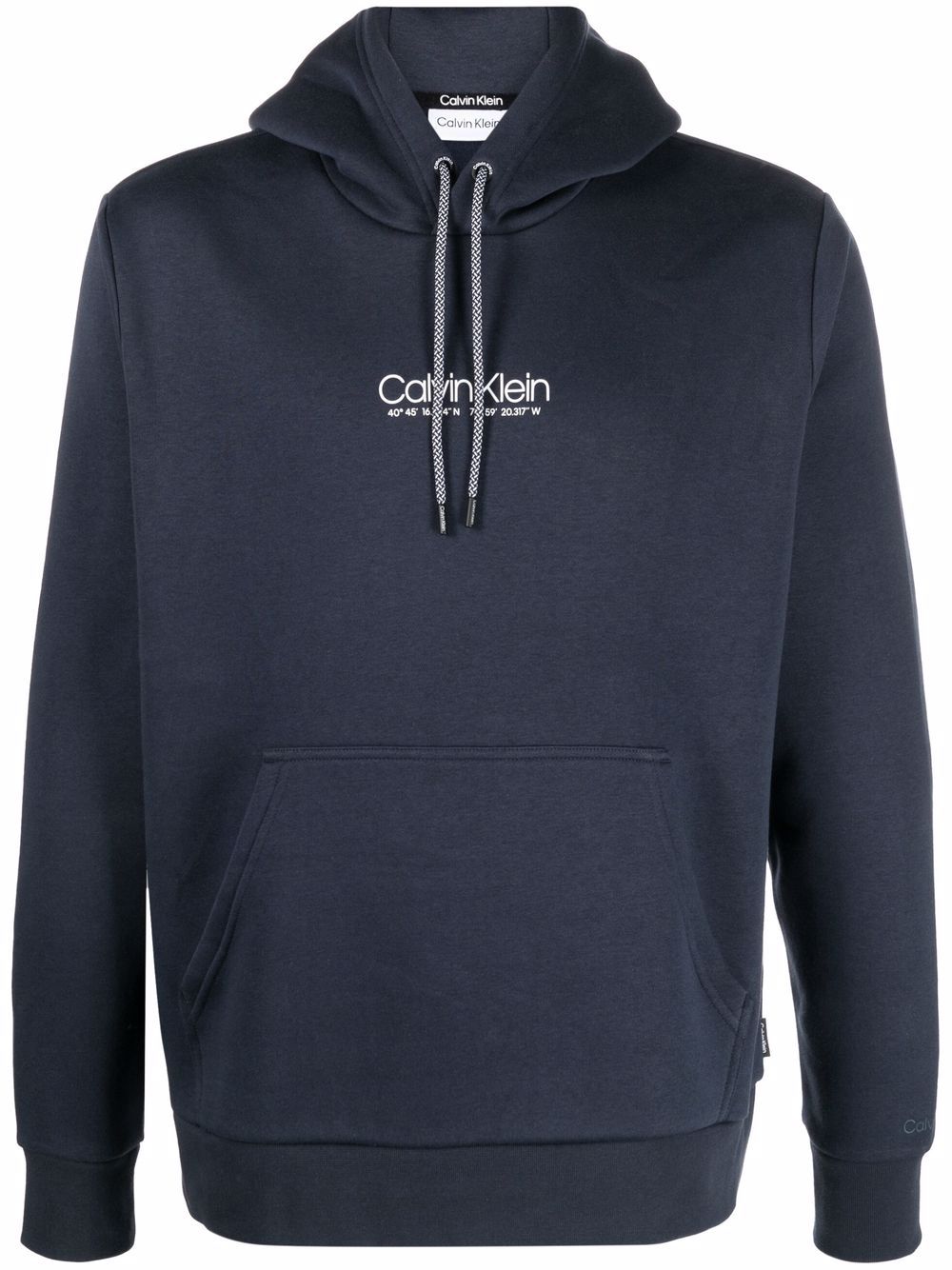 CALVIN KLEIN LOGO-PRINT RIB-TRIMMED HOODIE