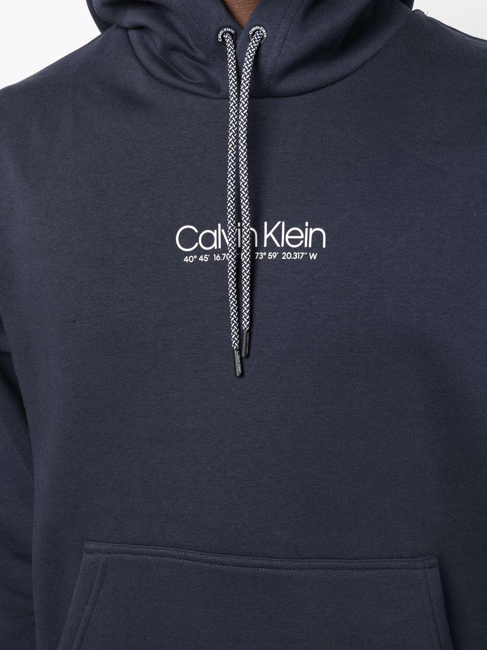 CALVIN KLEIN LOGO-PRINT RIB-TRIMMED HOODIE
