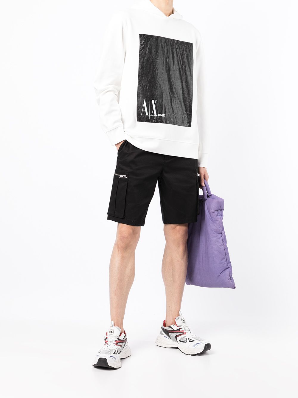 ARMANI EXCHANGE LOGO-PRINT DETAIL HOODIE