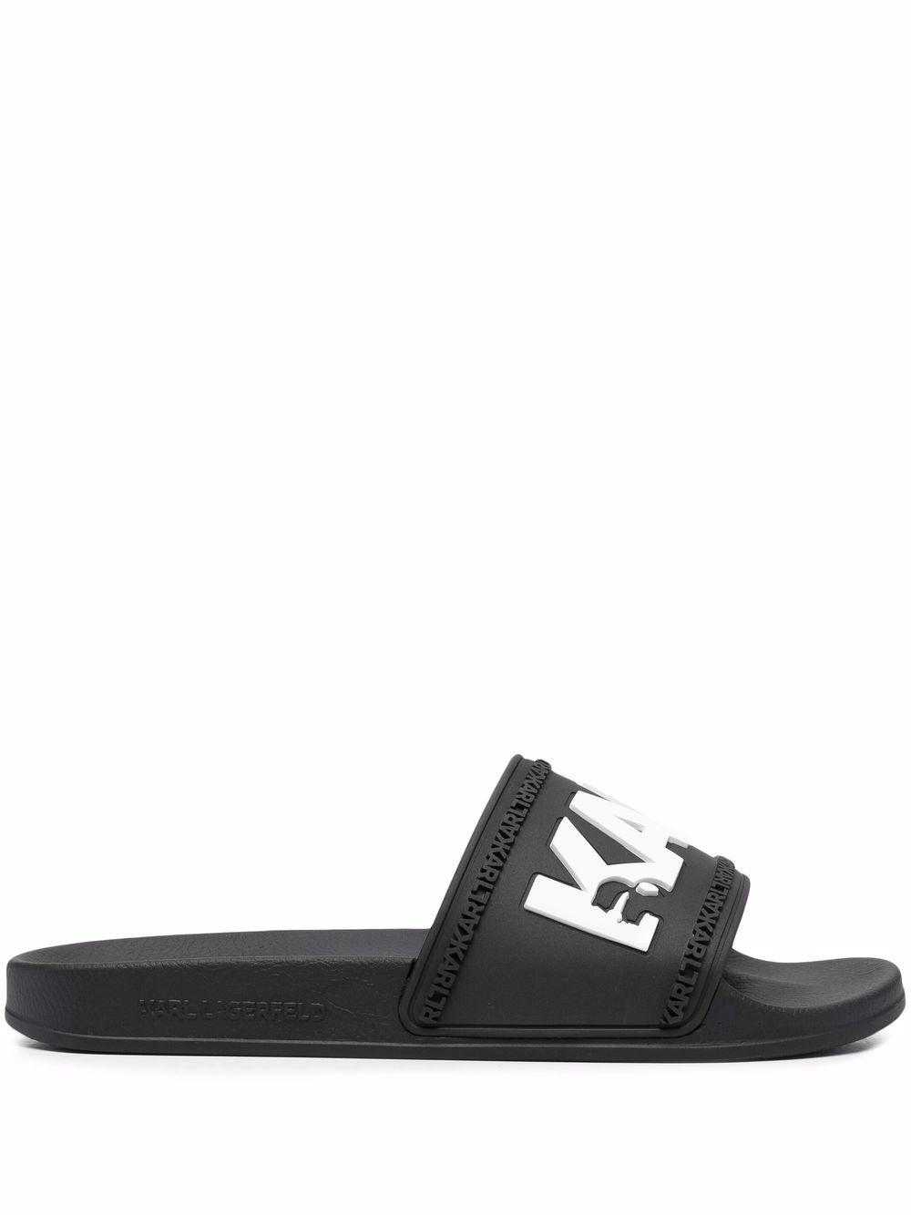 KARL LAGERFELD EMBOSSED-LOGO SLIDES