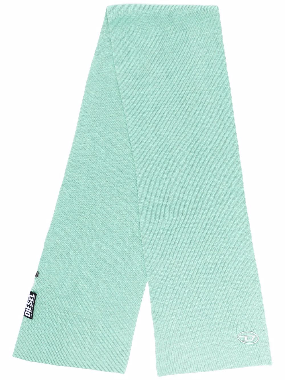 DIESEL LOGO-EMBROIDERED KNITTED SCARF